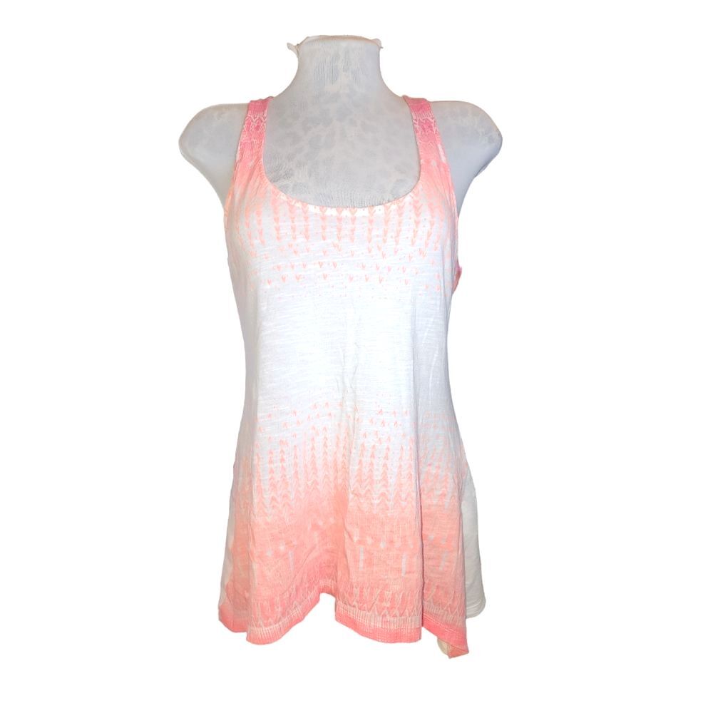 Columbia Pink & White‎ Ombre Asymmetrical Hem Racer Back Tank Top Size M